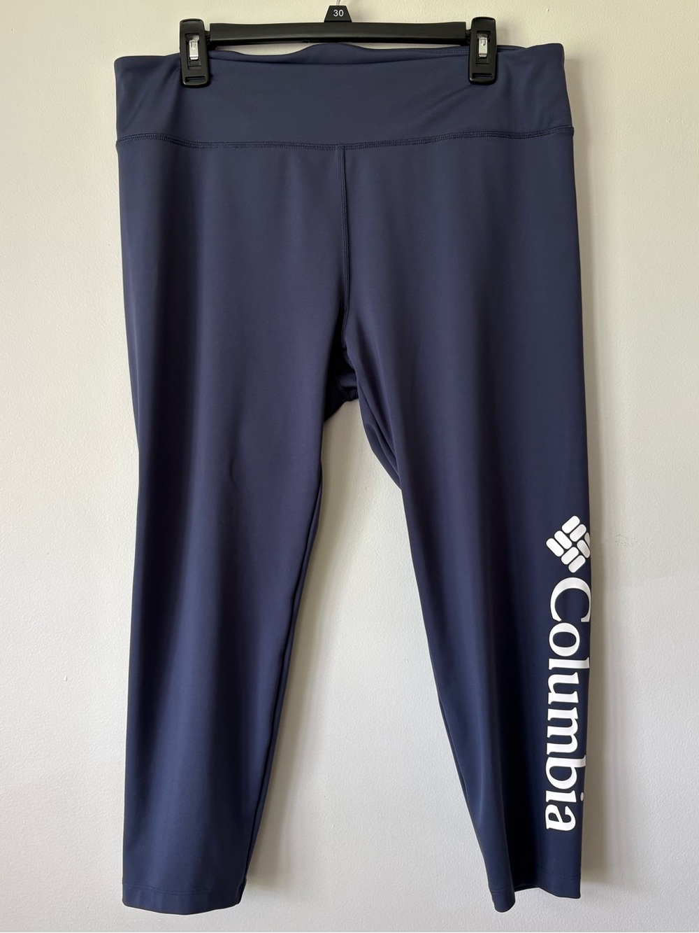 Columbia Hike Leggings Womens XL Logo Spell Out Athletic Hiking Nocturnal Navy